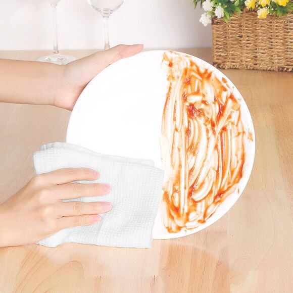 6Pack Cotton Weave Reusable Absorbent Cleaning Rags 14" x 14" White - Picture 6 of 6